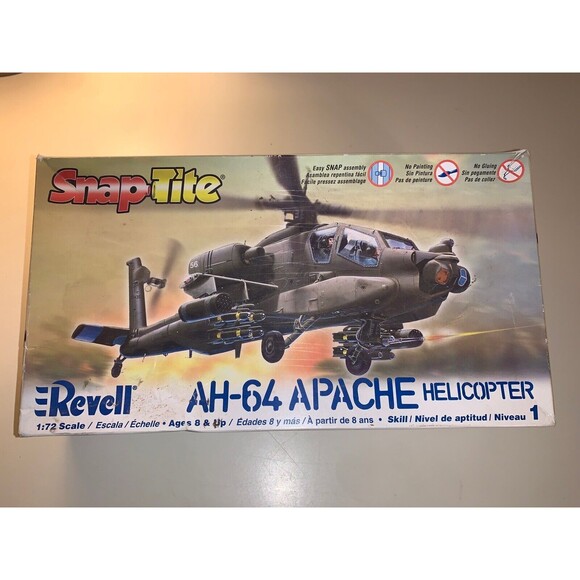 SDG Revell 85-1183 AH-64 Apache Helicopter Chopper 1/72 Model Kit Open Not Built - Picture 1 of 14